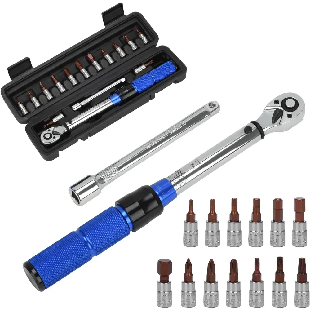 15pcs Torque Wrench Set, 1/4 inch Drive Click Torque Wrench 17.7-212.4in.lb / 2-24Nm 72 -Tooth Ratchet with Quick Release Head f
15pcs Torque Wrench Set, 1/4 inch Drive Click Torque Wrench 17.7-212.4in.lb / 2-24Nm 72 -Tooth Ratchet with Quick Release Head f