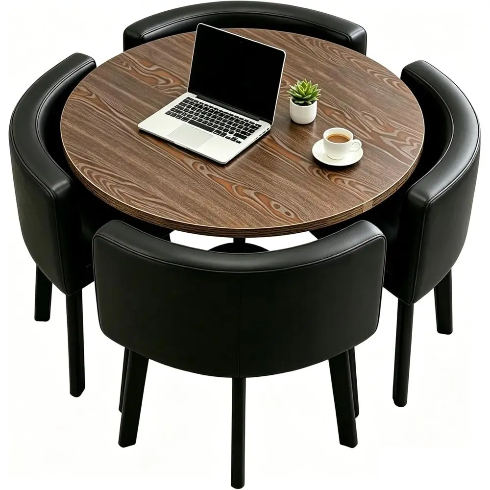 Conference Room Coffee Table Set with 4 Chairs, Compact Furniture for Business Hotel Lobby, Round Wooden Dining Table Set, Small
Conference Room Coffee Table Set with 4 Chairs, Compact Furniture for Business Hotel Lobby, Round Wooden Dining Table Set, Small