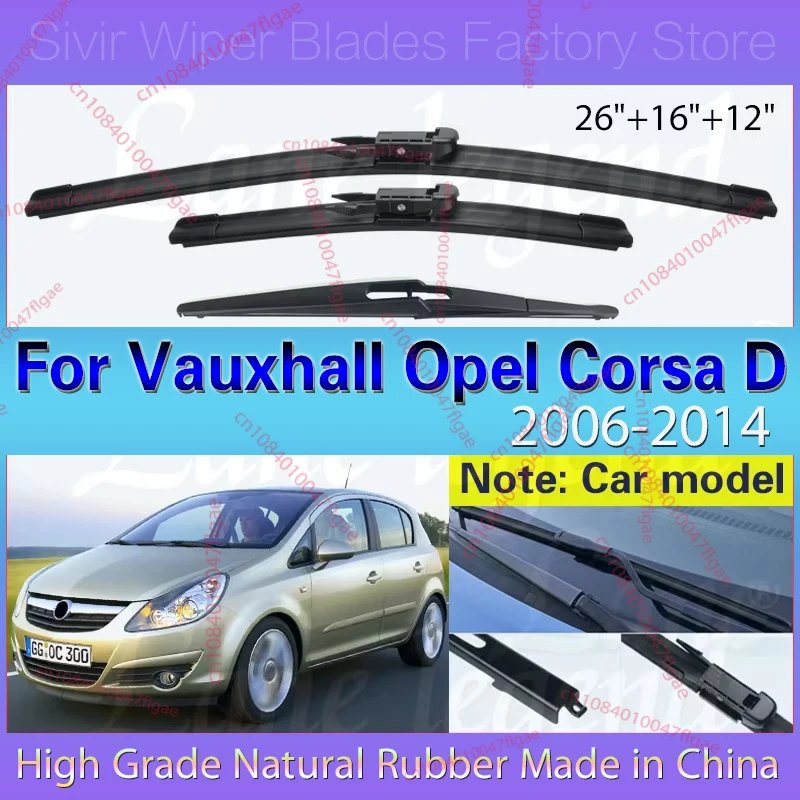 For Vauxhall Opel Corsa D 2006 - 2014 Car Front Rear Wiper Blades Rubber Windshield Windscreen Brushes 26"16"12" Car Accessories
For Vauxhall Opel Corsa D 2006 - 2014 Car Front Rear Wiper Blades Rubber Windshield Windscreen Brushes 26"16"12" Car Accessories