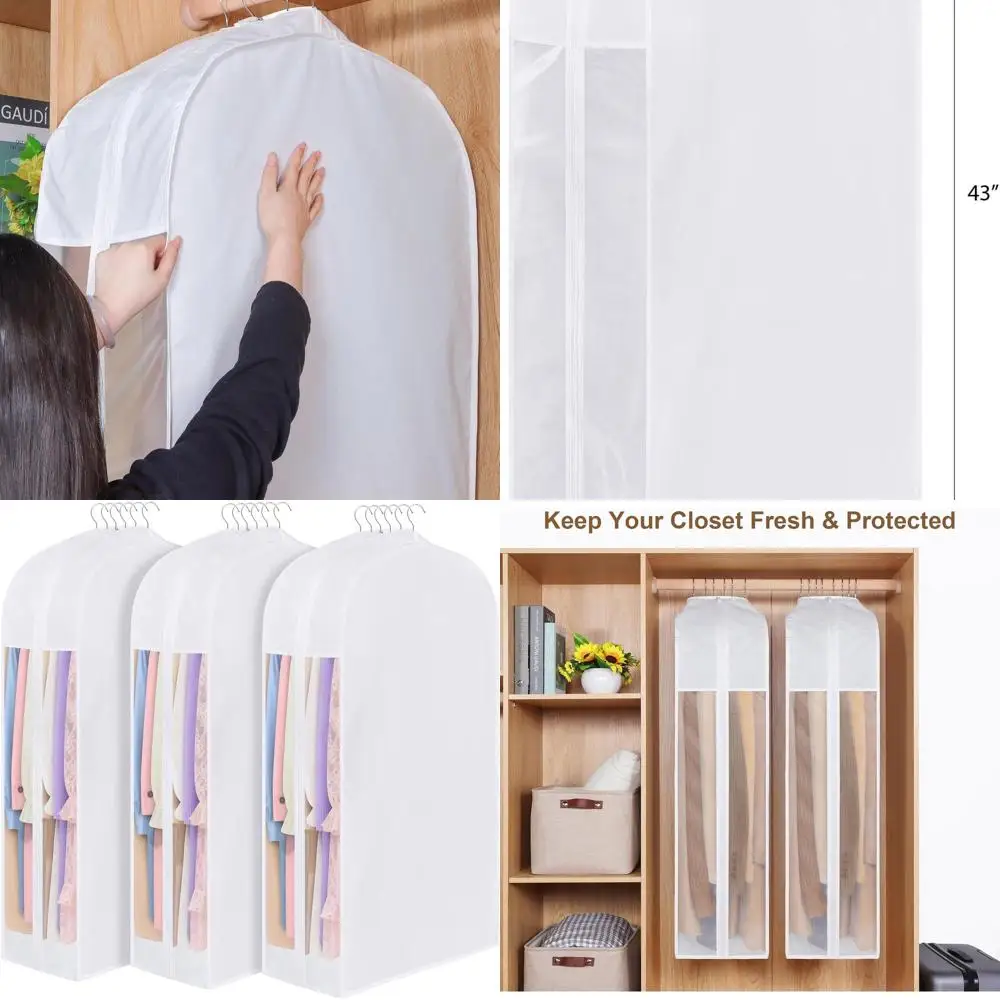 3-Pack Breathable Cotton Suit Bags with Large Clear Window for Hanging Clothes Storage
3-Pack Breathable Cotton Suit Bags with Large Clear Window for Hanging Clothes Storage