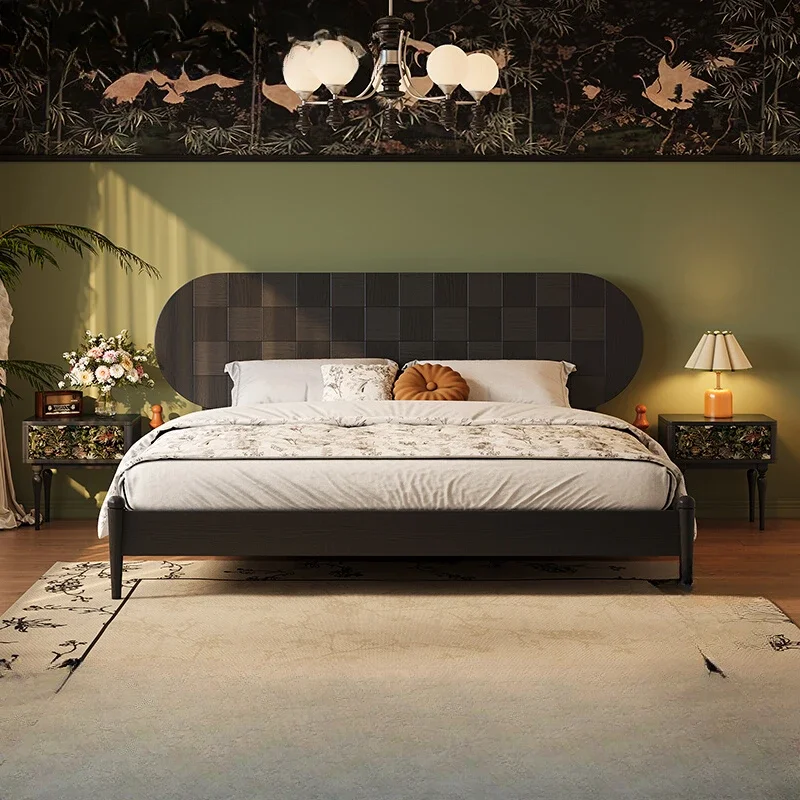 Black all solid wood bed French retro small apartment master bedroom simple antique ash wood double bed
Black all solid wood bed French retro small apartment master bedroom simple antique ash wood double bed