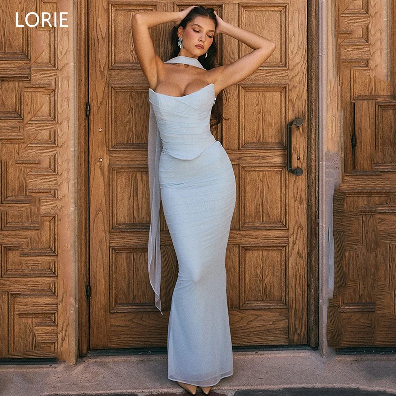 LORIE Sky Blue Mermaid Suit Party Dresses Strapless Pleat Scarf Evening Prom Dress Floor-Length Prom Gowns 2025 Customized
LORIE Sky Blue Mermaid Suit Party Dresses Strapless Pleat Scarf Evening Prom Dress Floor-Length Prom Gowns 2025 Customized
