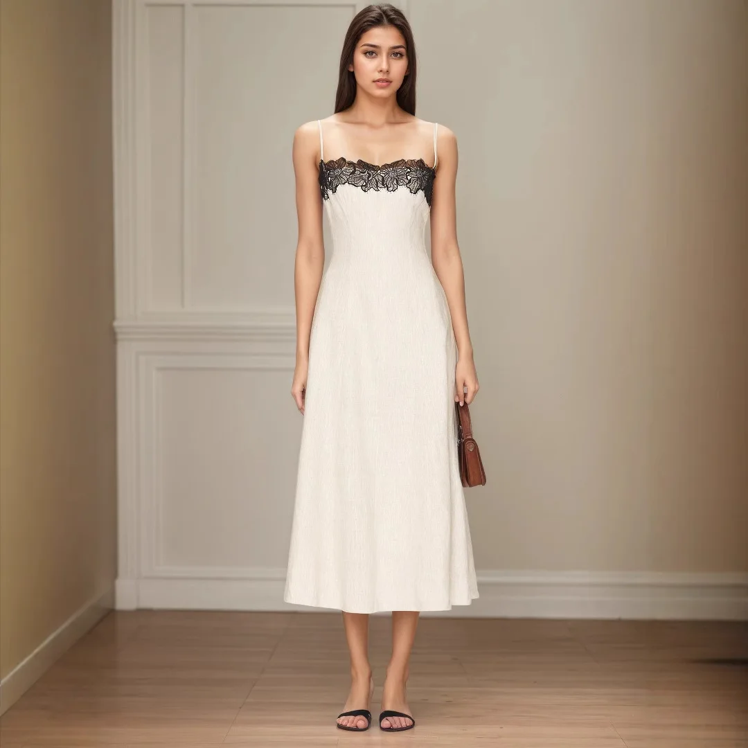 Elegant And Stylish New Lace Color-blocked White Summer Off-shoulder Strap Women's Dress With A Light Luxury And High-end Feel
Elegant And Stylish New Lace Color-blocked White Summer Off-shoulder Strap Women's Dress With A Light Luxury And High-end Feel