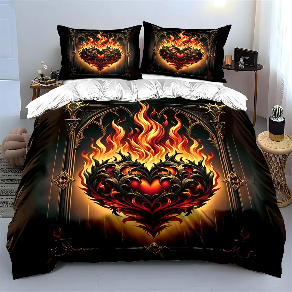 "Flaming Heart Gothic Art Set" Bedding Set with 1 Duvet Cover 2 Pillowcases Single Double King Queen, Gift
"Flaming Heart Gothic Art Set" Bedding Set with 1 Duvet Cover 2 Pillowcases Single Double King Queen, Gift