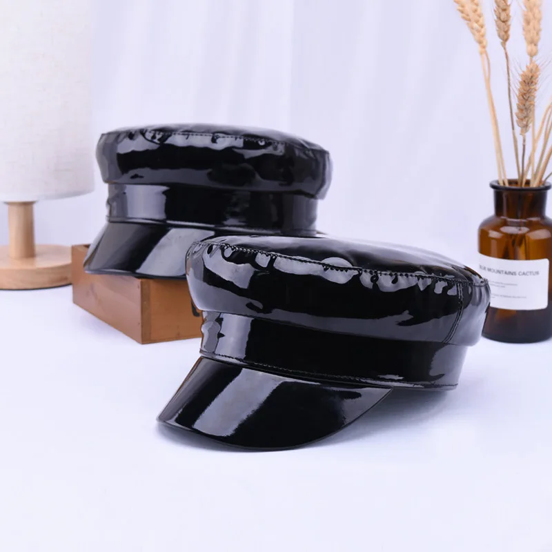 Black Patent Leather Military Style Cap Ladies New Brand Sailor Hat Captain Cap Autumn Winter Solid Vintage High Fashion Hats
Black Patent Leather Military Style Cap Ladies New Brand Sailor Hat Captain Cap Autumn Winter Solid Vintage High Fashion Hats