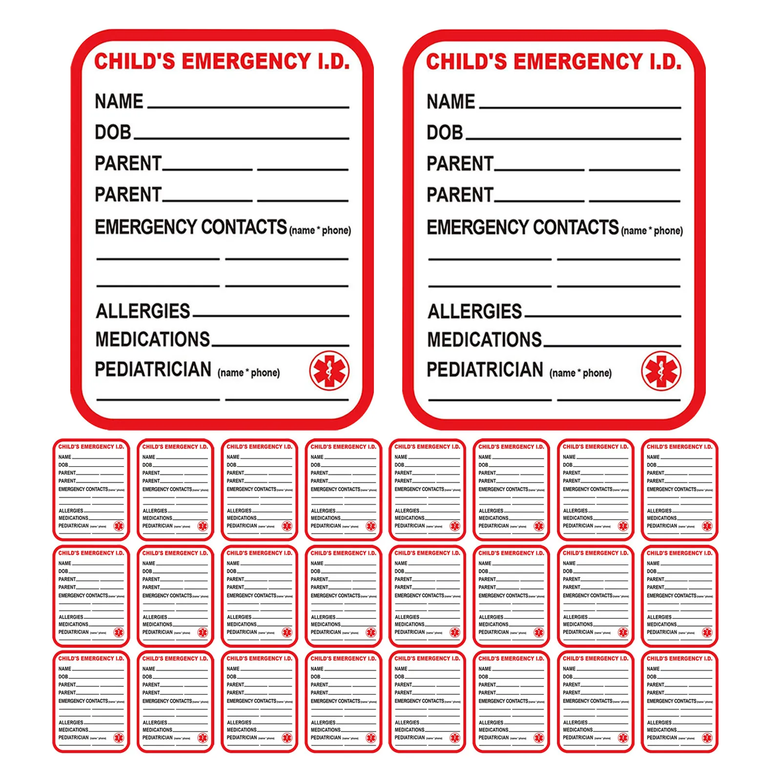 50Pcs Bright Red Emergency Information Sticker Labels for Car Seat Daycare Backpack Stroller Nursing Alert Id
50Pcs Bright Red Emergency Information Sticker Labels for Car Seat Daycare Backpack Stroller Nursing Alert Id