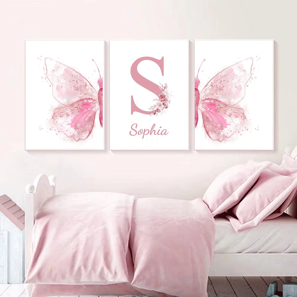 Pink Butterfly Wall Art Posters And Prints Girl's Custom Name Canvas Painting Nursery Print Pictures Baby Kids Room Decoration
Pink Butterfly Wall Art Posters And Prints Girl's Custom Name Canvas Painting Nursery Print Pictures Baby Kids Room Decoration