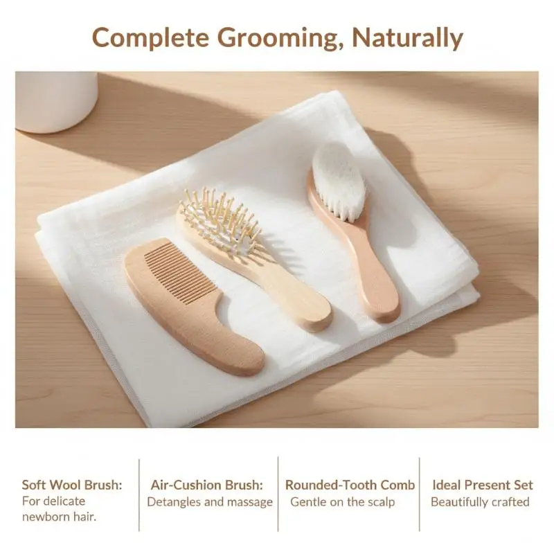 2/3Pcs Cushion Comb Beech Wood Baby Cushion Comb 2/3Pcs Set with Wool Brush Gentle Scalp Care Newborn Gift Toddler Grooming Kit
2/3Pcs Cushion Comb Beech Wood Baby Cushion Comb 2/3Pcs Set with Wool Brush Gentle Scalp Care Newborn Gift Toddler Grooming Kit