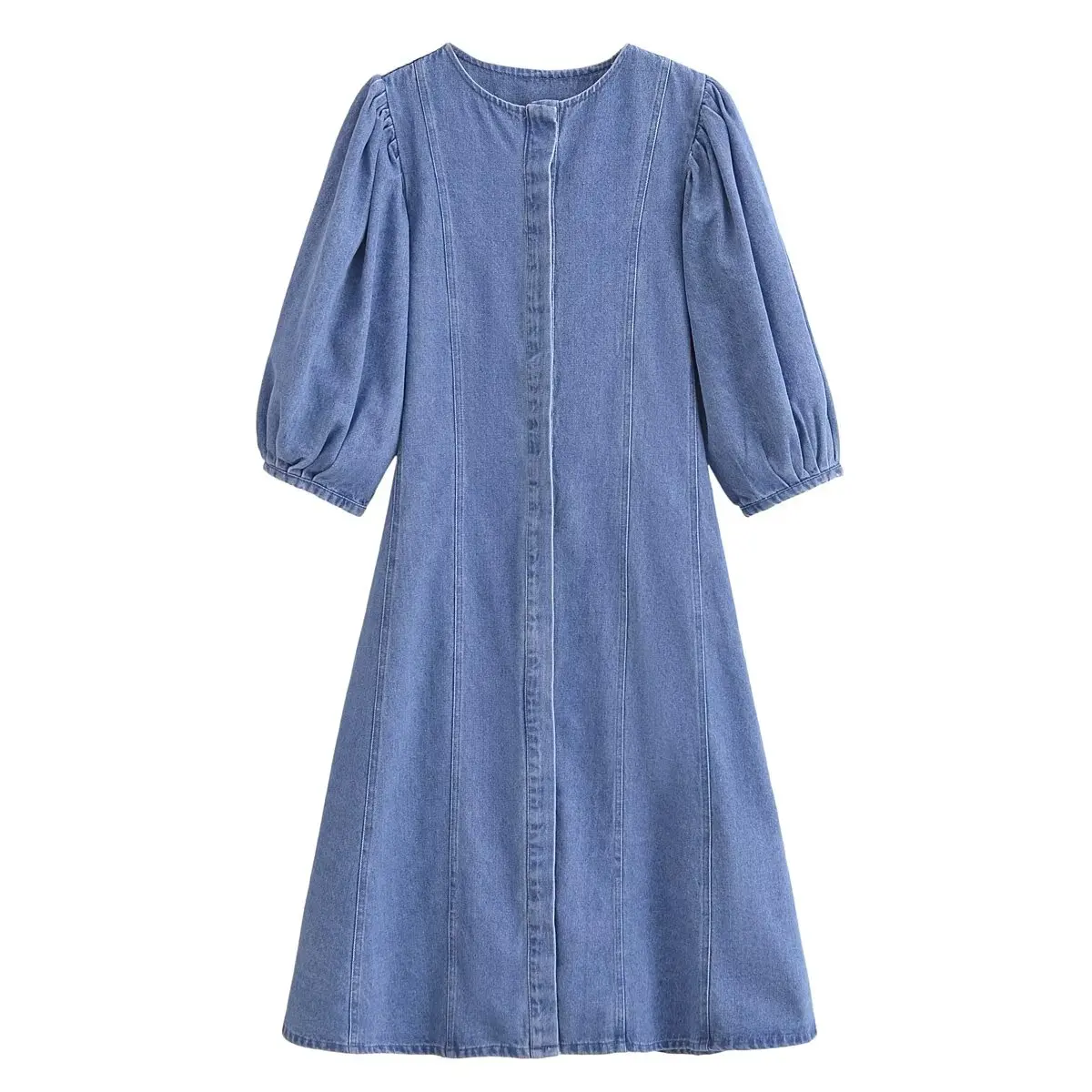 European and American style 2025 new round neck temperament versatile long sleeve denim dress
European and American style 2025 new round neck temperament versatile long sleeve denim dress