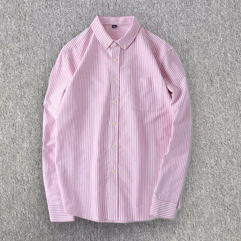 2024 Spring Men Oxford Cotton Shirt Casual Loose Long Sleeve Button Down Shirt Man Simple Collar Stripe Shirt Tops High Quality
2024 Spring Men Oxford Cotton Shirt Casual Loose Long Sleeve Button Down Shirt Man Simple Collar Stripe Shirt Tops High Quality