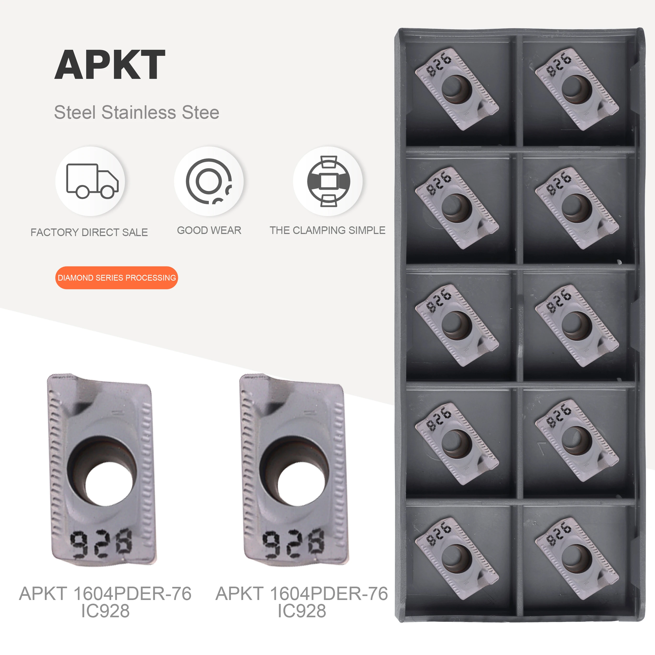 10PCS APKT1604 PDER 76 IC928 Turning Tools Carbide insert Lathe cutter Tool APKT 1604 of Lathe tool turning insert
10PCS APKT1604 PDER 76 IC928 Turning Tools Carbide insert Lathe cutter Tool APKT 1604 of Lathe tool turning insert