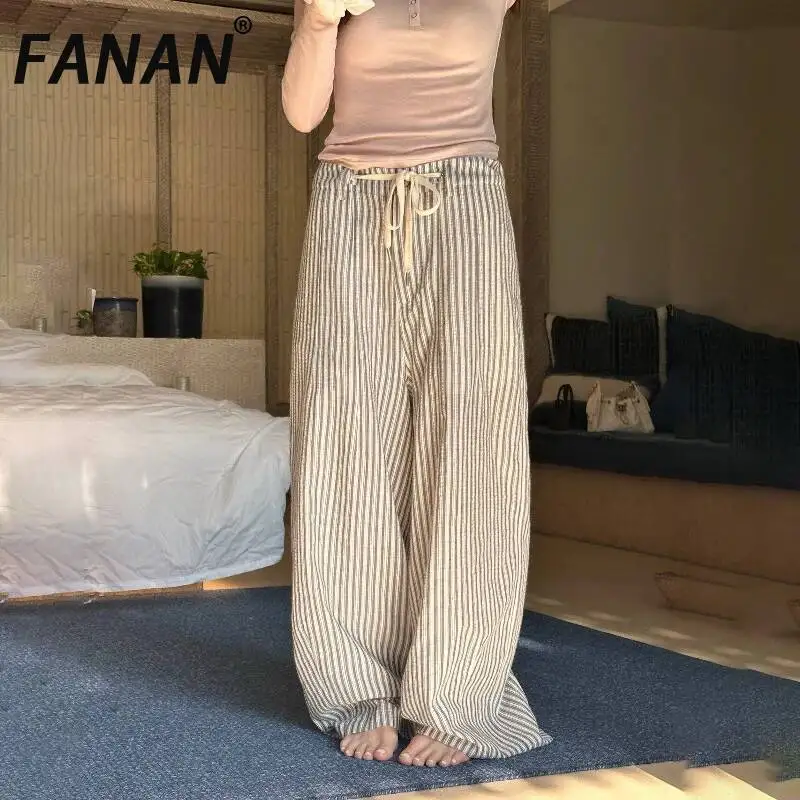 FANAN Vintage Striped Contrast Color Pant Woen's Drawstring Design High Waist Straight Loose Trousers Female Clothing Summer New
FANAN Vintage Striped Contrast Color Pant Woen's Drawstring Design High Waist Straight Loose Trousers Female Clothing Summer New