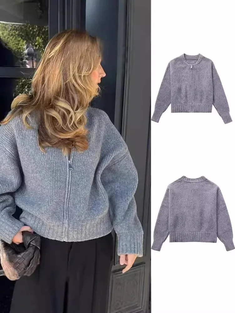 Casual Zipper Knitted Sweater for Women Round Collar Long Sleeve Cardigan Female 2024 Autumn Spring High Street Lady Top Jacket
Casual Zipper Knitted Sweater for Women Round Collar Long Sleeve Cardigan Female 2024 Autumn Spring High Street Lady Top Jacket
