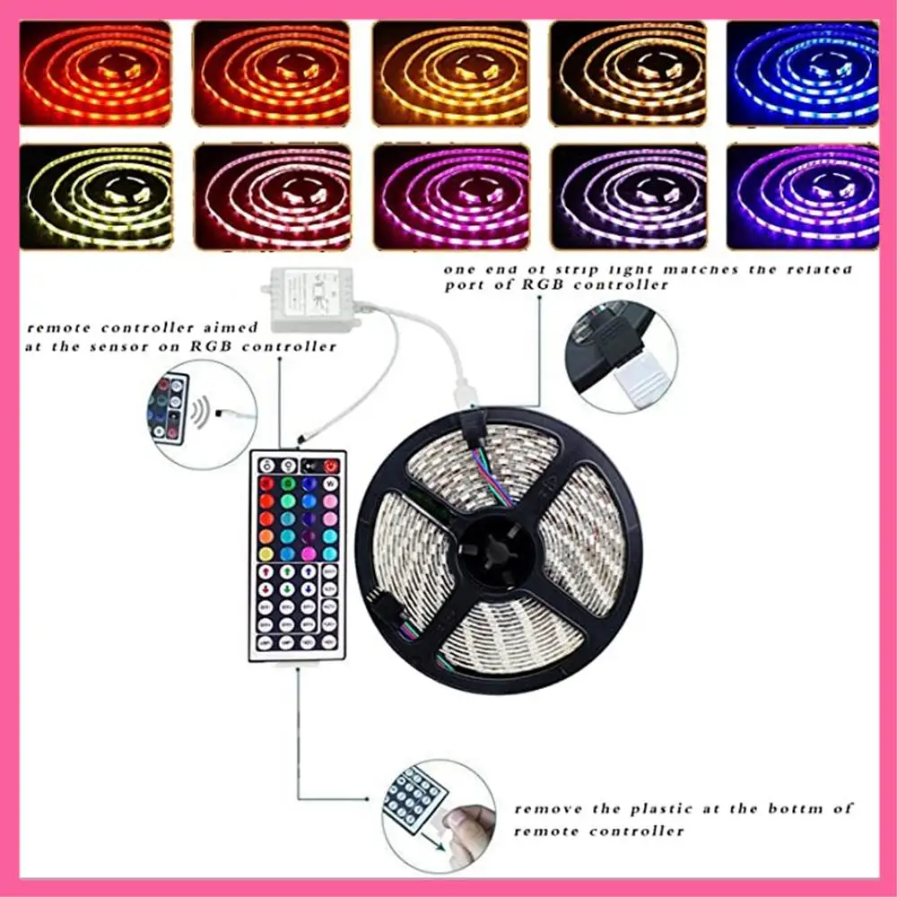 HOT-LED Lights Strip RGB 3528 Гибкая световая лента Водонепроницаемая с 44-клавишным пультом дистанционного управления + контроллер для декора спальни
HOT-LED Lights Strip RGB 3528 Гибкая световая лента Водонепроницаемая с 44-клавишным пультом дистанционного управления + контроллер для декора спальни
