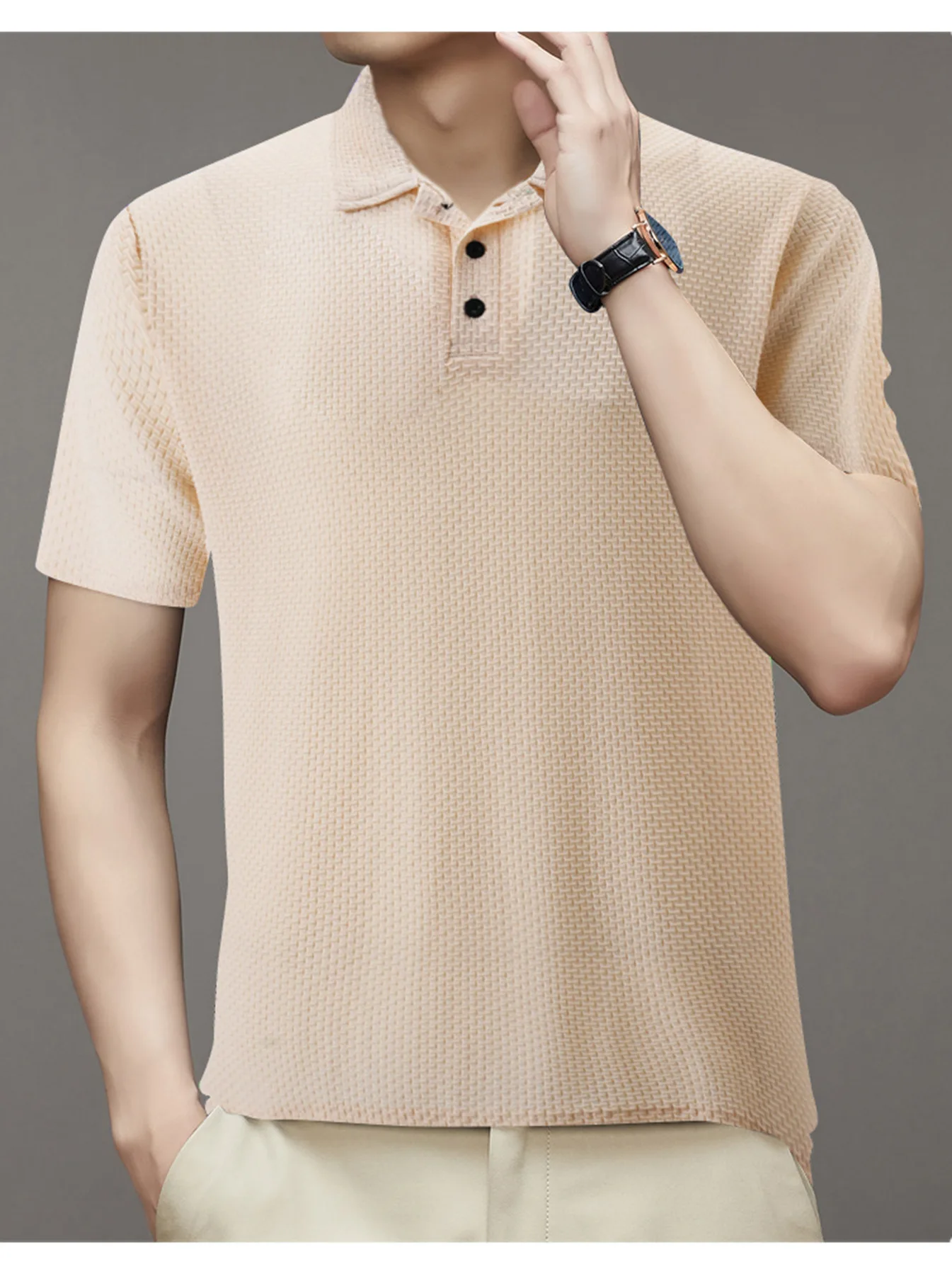 FaShionable Summer High-End ice Silk Breathable Net Quick-Drying Lapel Men's Short-Sleeved POLO Shirt
FaShionable Summer High-End ice Silk Breathable Net Quick-Drying Lapel Men's Short-Sleeved POLO Shirt