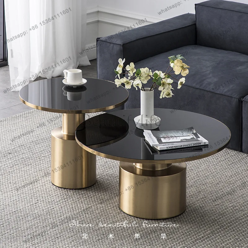 Nordic coffee side table, light luxury, modern living room, round metal coffee table combination
Nordic coffee side table, light luxury, modern living room, round metal coffee table combination