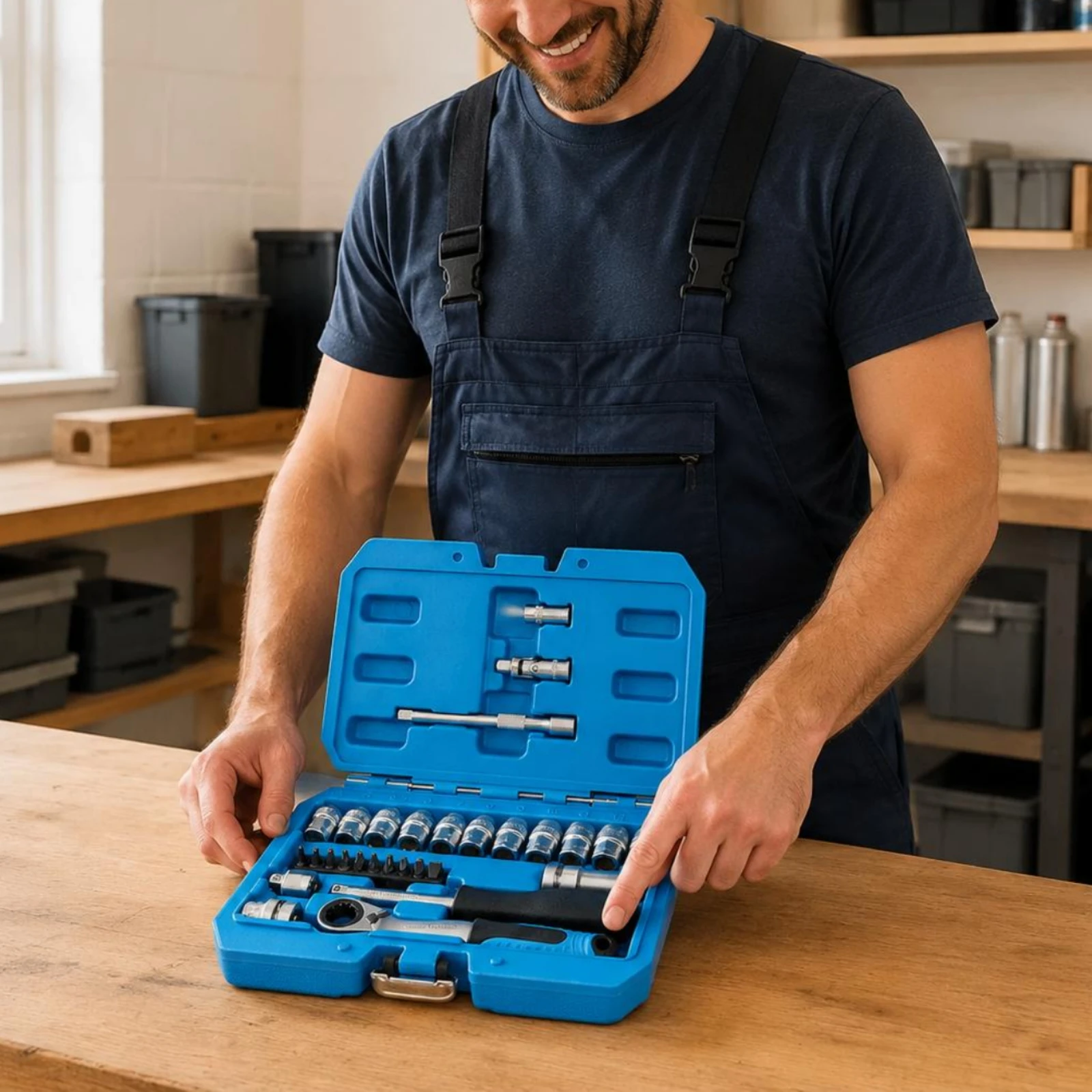 29 Pieces 1/4-Inch Through-Socket Ratchet Tool Set Hard Carrying Case Through-Socket Ratchet Set Garage Tools Reversible
29 Pieces 1/4-Inch Through-Socket Ratchet Tool Set Hard Carrying Case Through-Socket Ratchet Set Garage Tools Reversible