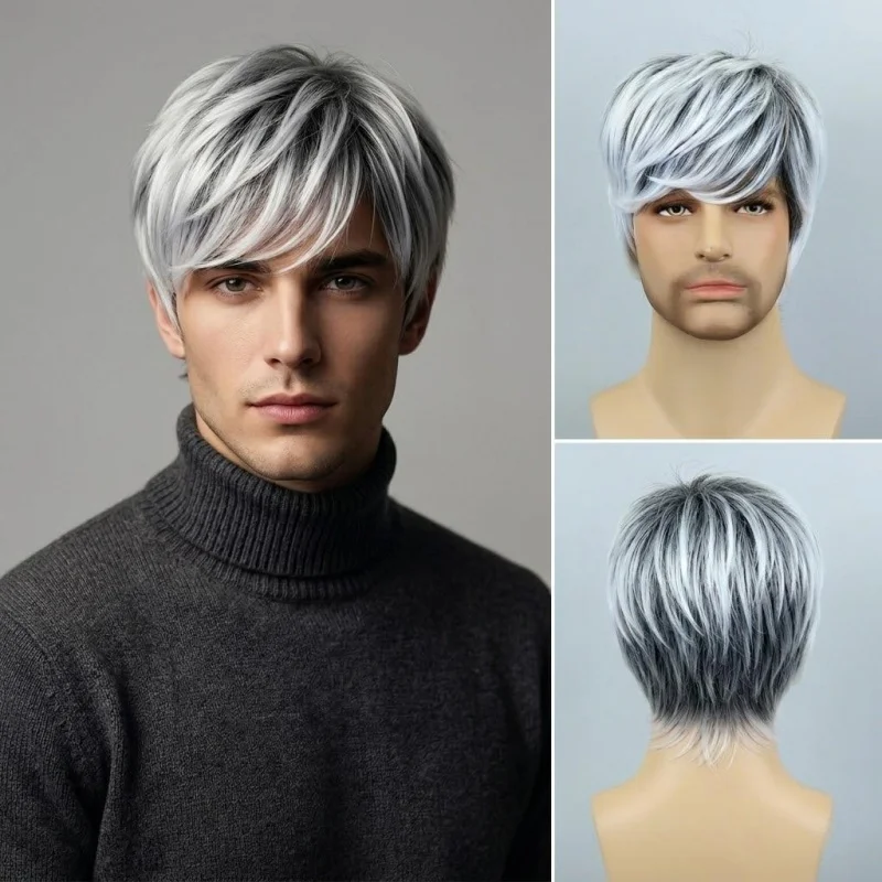 Men's Short Silver Grey Straight Synthetic Wig, Layered Fluffy Natural Hair, Ideal for Daily Wear, Party, Halloween & Cosplay
Men's Short Silver Grey Straight Synthetic Wig, Layered Fluffy Natural Hair, Ideal for Daily Wear, Party, Halloween & Cosplay