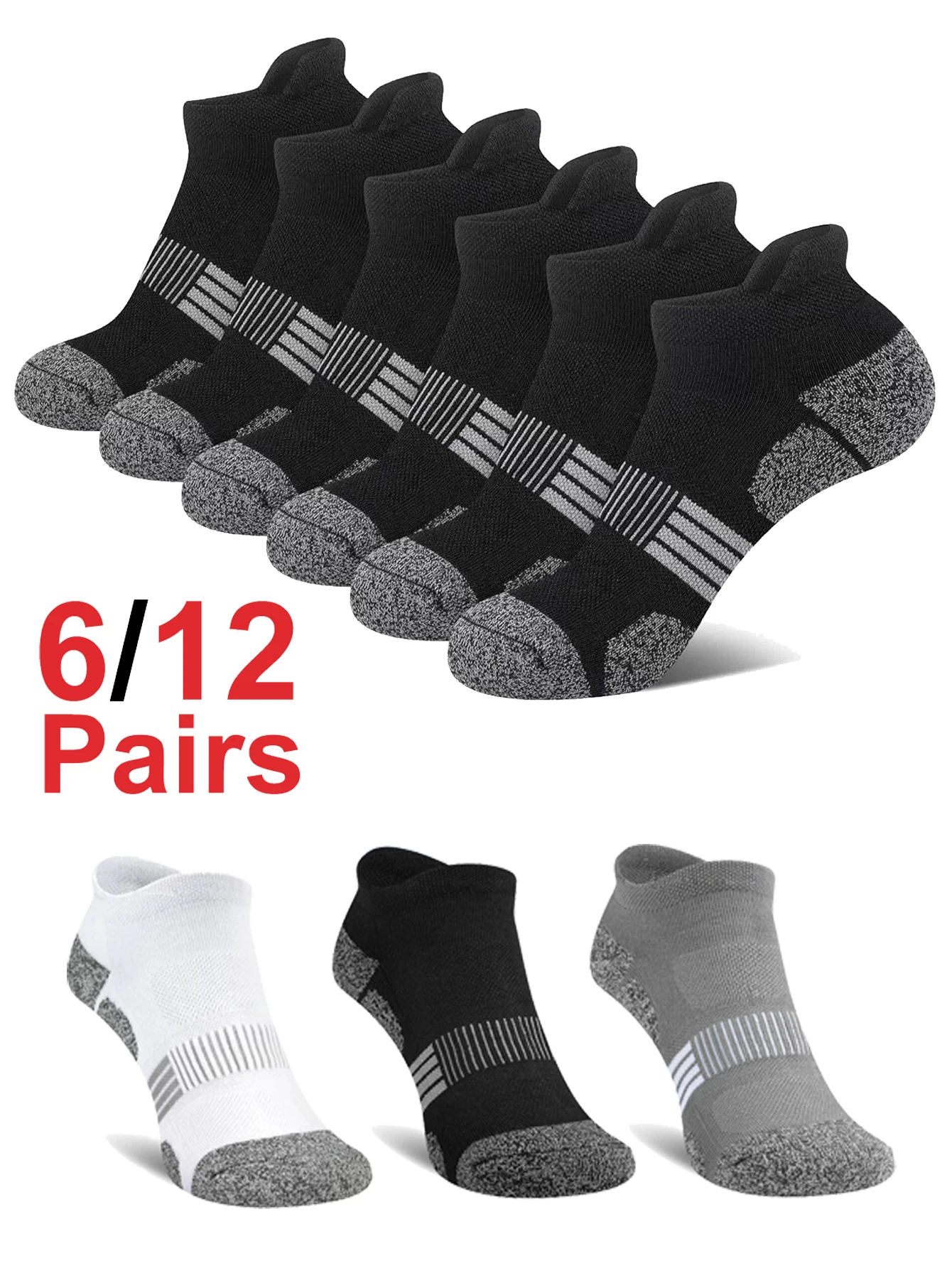 6/12 Pairs Low Cut Ankle Socks for Men Breathable and Sweat-Absorbent Equipped with Heel Tab for Protection Great for Basketball
6/12 Pairs Low Cut Ankle Socks for Men Breathable and Sweat-Absorbent Equipped with Heel Tab for Protection Great for Basketball