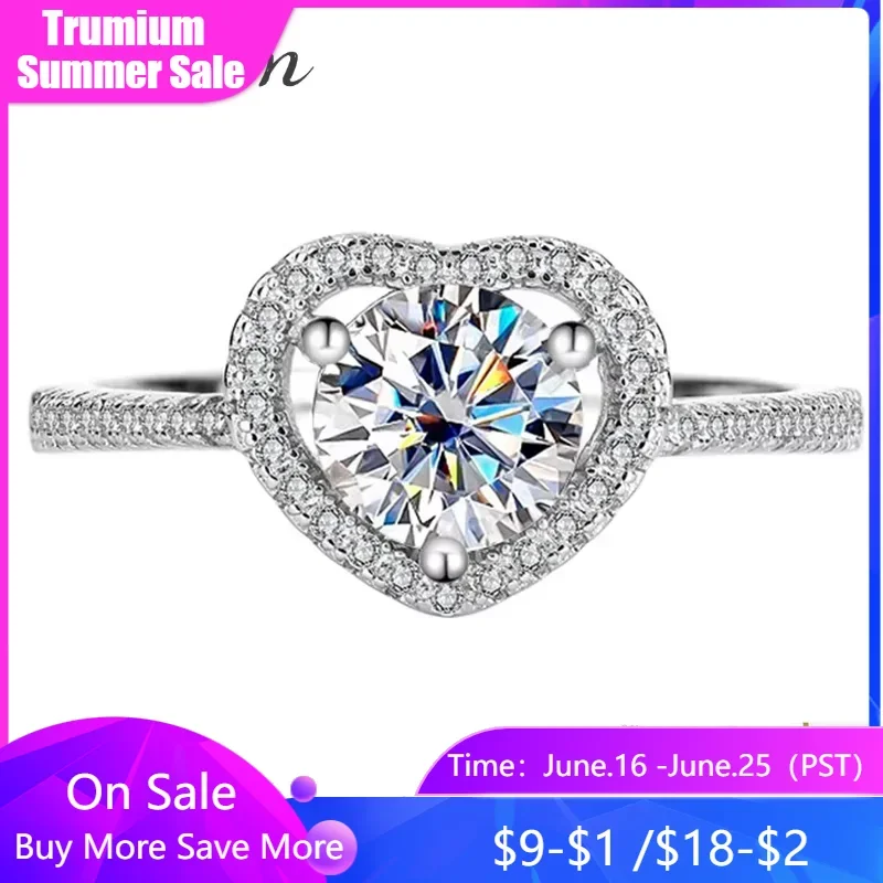Trumium 1CT D Color Moissanite VVS1 Diamond Heart Rings for Women Luxury 925 Sterling Silver Engagement Anniversary Fine Jewelry
Trumium 1CT D Color Moissanite VVS1 Diamond Heart Rings for Women Luxury 925 Sterling Silver Engagement Anniversary Fine Jewelry