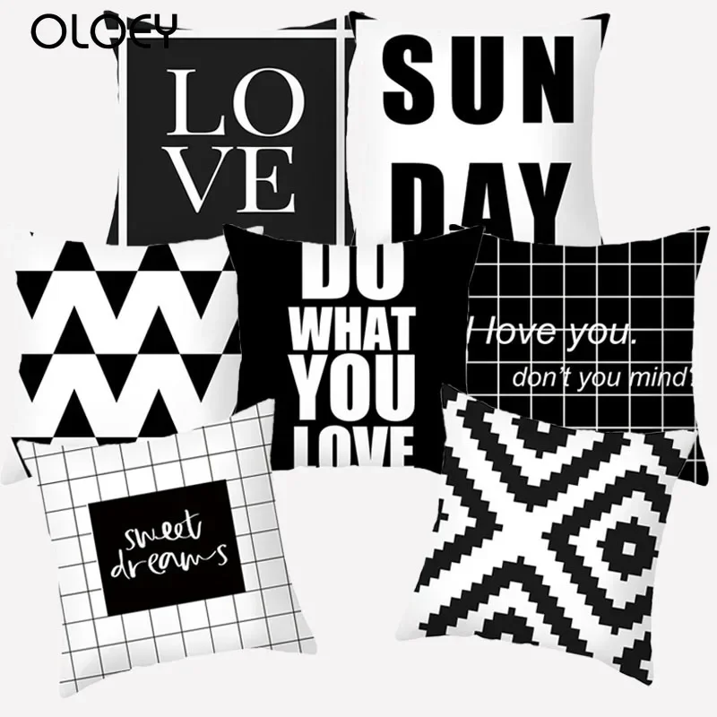 Black White Geometric Polyester Pillowcover Cushion Cover Letter Printed Decorative Pillowcase Sofa Cushions Home Decoration
Black White Geometric Polyester Pillowcover Cushion Cover Letter Printed Decorative Pillowcase Sofa Cushions Home Decoration