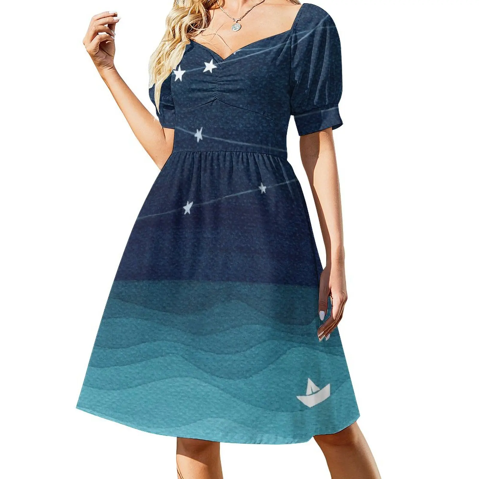 Garland of stars, teal ocean Short Sleeved Dress luxury woman party dress women party dresses Long dress woman
Garland of stars, teal ocean Short Sleeved Dress luxury woman party dress women party dresses Long dress woman