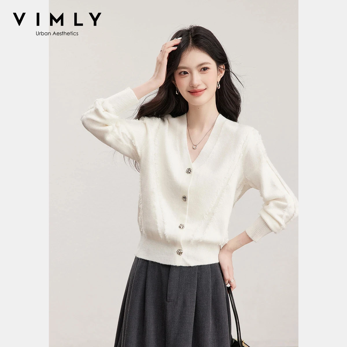 VIMLY Women Knitted Tops Casual V-neck Cardigan 2026 Spring New Commute Long Sleeve Strecth Ladies Jumpers Woman Clothing 72780
VIMLY Women Knitted Tops Casual V-neck Cardigan 2026 Spring New Commute Long Sleeve Strecth Ladies Jumpers Woman Clothing 72780