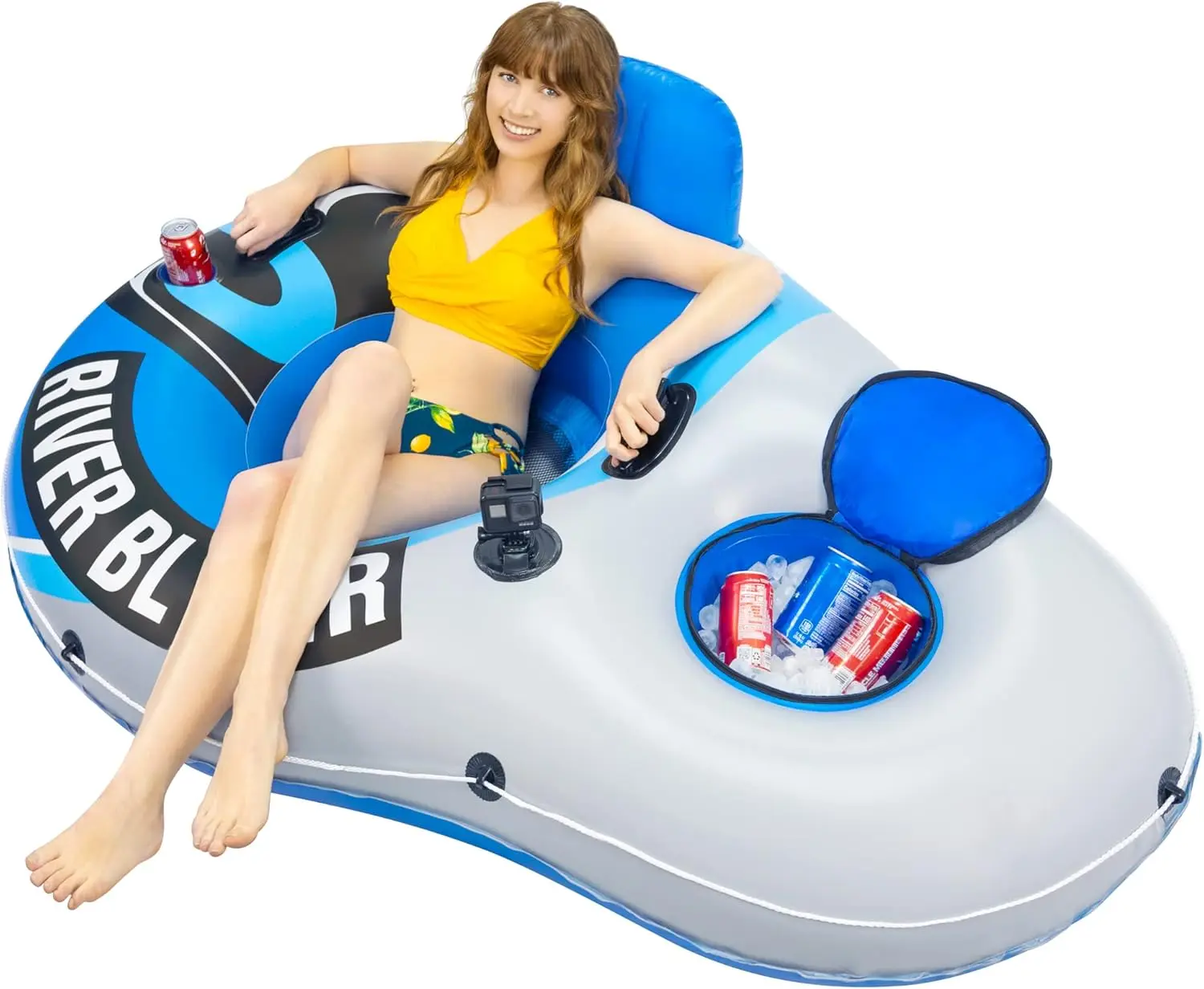 River Tube or 2 Person with Built-in Cooler - Heavy Duty Inflatable Water Float with Cup Holders, UV Sun Protection, Comfo
River Tube or 2 Person with Built-in Cooler - Heavy Duty Inflatable Water Float with Cup Holders, UV Sun Protection, Comfo