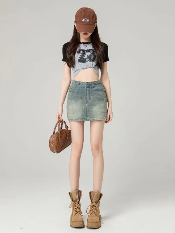 High Waist Denim Skirt Women's Thin Retro Style Summer New American Half Body Skirt Wrap around Skirt Cotton Polyester B...
High Waist Denim Skirt Women's Thin Retro Style Summer New American Half Body Skirt Wrap around Skirt Cotton Polyester B...