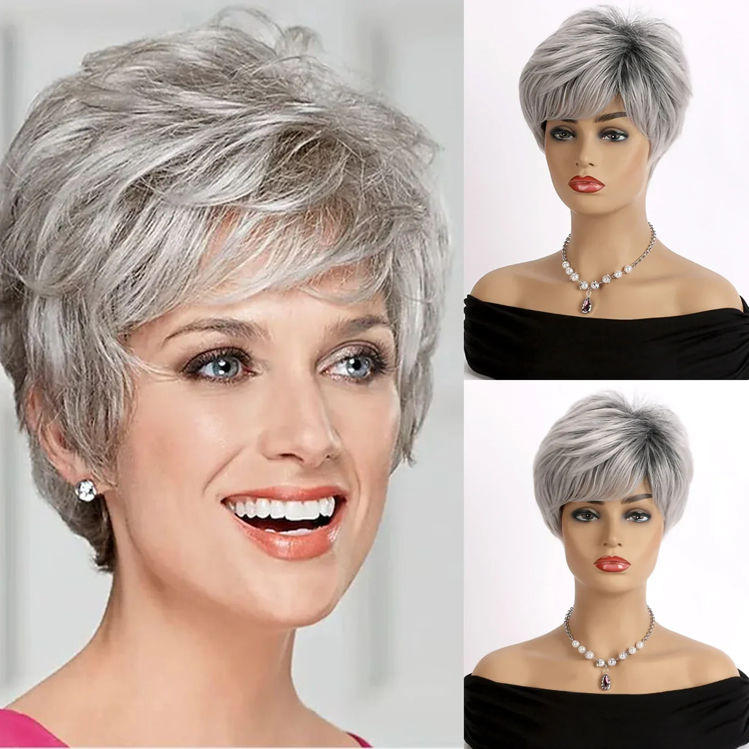 Short Cut Mixed Gray Synthetic Wig for Women Layered Curly Hair Heat Resistant Wigs with Bangs for Daily Use
Short Cut Mixed Gray Synthetic Wig for Women Layered Curly Hair Heat Resistant Wigs with Bangs for Daily Use