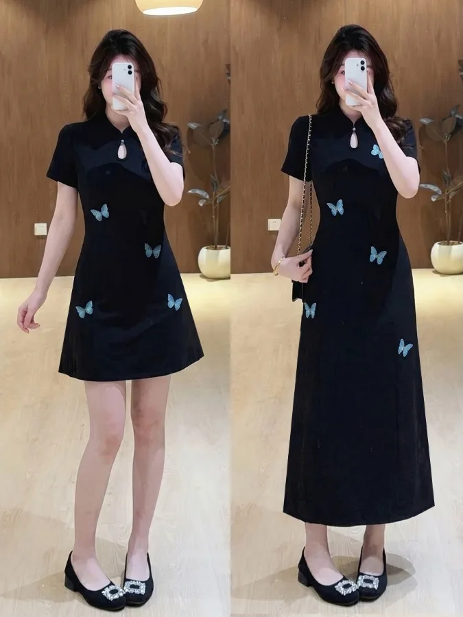 plus Size Embroidery Stand Collar Short Sleeve Dress New Chinese Style Slimming High Waist Qipao Dress for Women Su...
plus Size Embroidery Stand Collar Short Sleeve Dress New Chinese Style Slimming High Waist Qipao Dress for Women Su...
