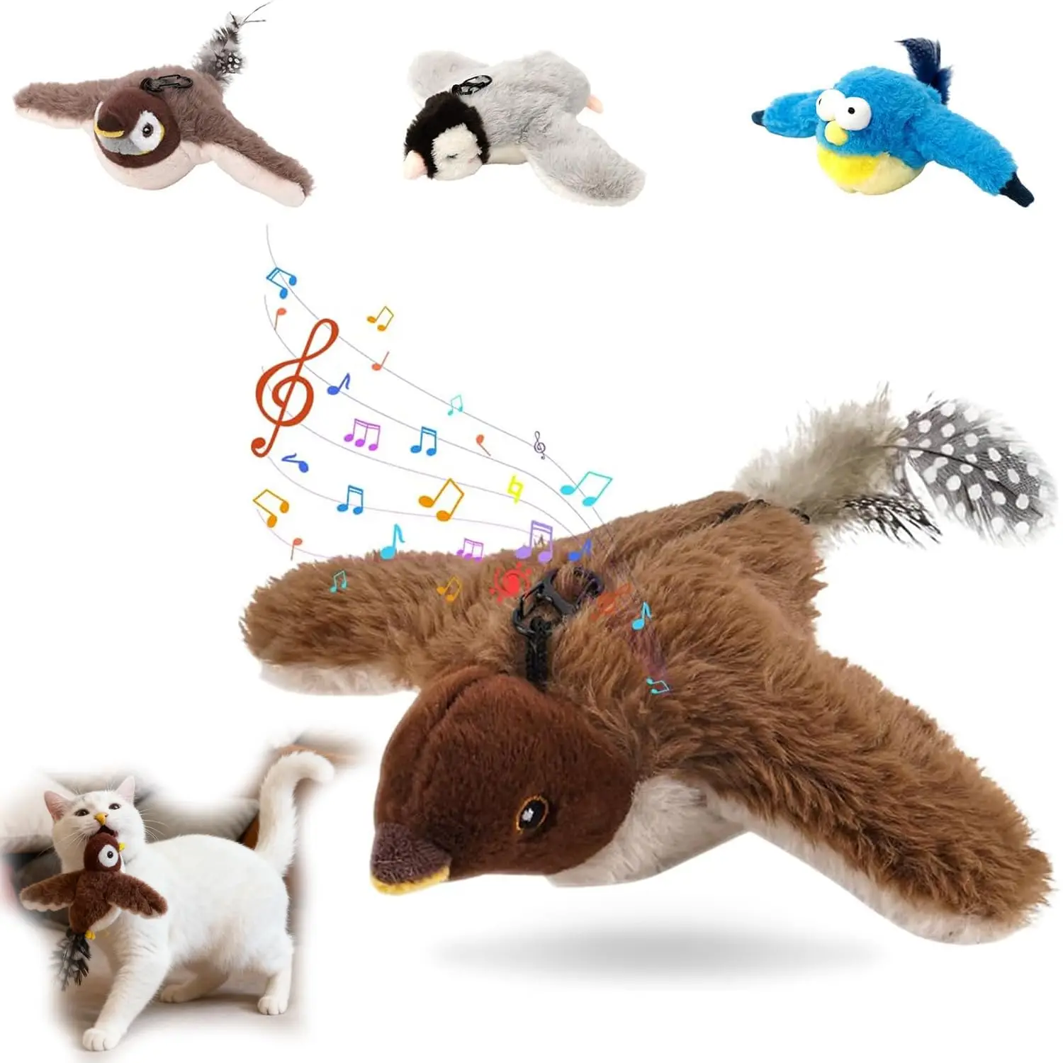 Flappy Flying Bird Cat Toy Interactive Simulated Chirping Sparrow Pet Toy for Indoor Cats Flapping Wings Electric Shaking Play
Flappy Flying Bird Cat Toy Interactive Simulated Chirping Sparrow Pet Toy for Indoor Cats Flapping Wings Electric Shaking Play