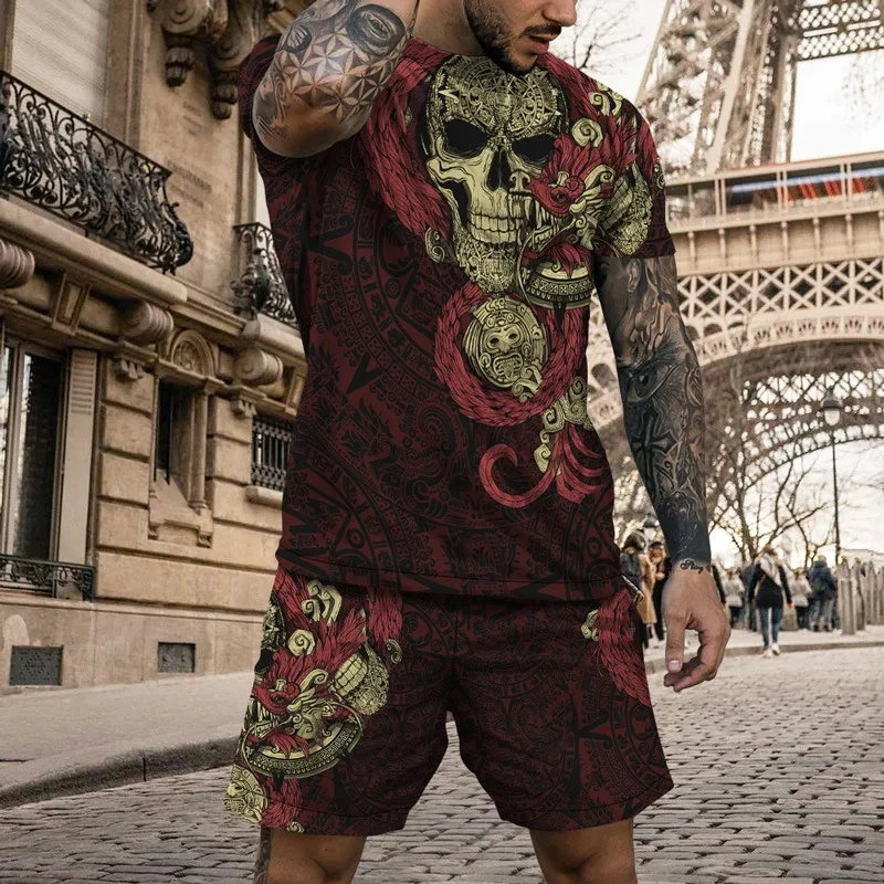 Summer 3D Printing Fierce Skull Men's Short Sleeve T-Shirt Suit Casual Sportswear Street Men's Sports Shorts 2 Piece Set
Summer 3D Printing Fierce Skull Men's Short Sleeve T-Shirt Suit Casual Sportswear Street Men's Sports Shorts 2 Piece Set