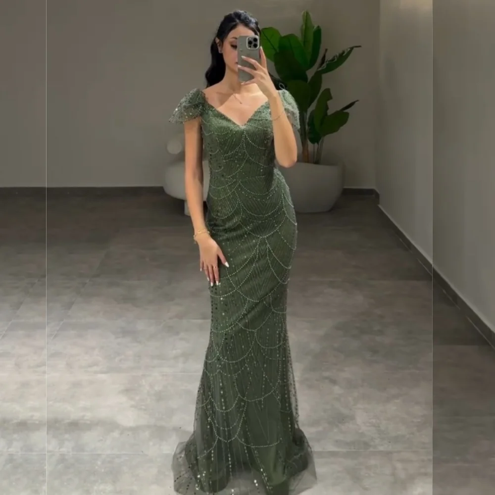 Customized Charmeuse Sparkle Sequined V-neck Mermaid Long Dresses Bespoke Occasion Elegant Party Women Luxury Evening 
Customized Charmeuse Sparkle Sequined V-neck Mermaid Long Dresses Bespoke Occasion Elegant Party Women Luxury Evening