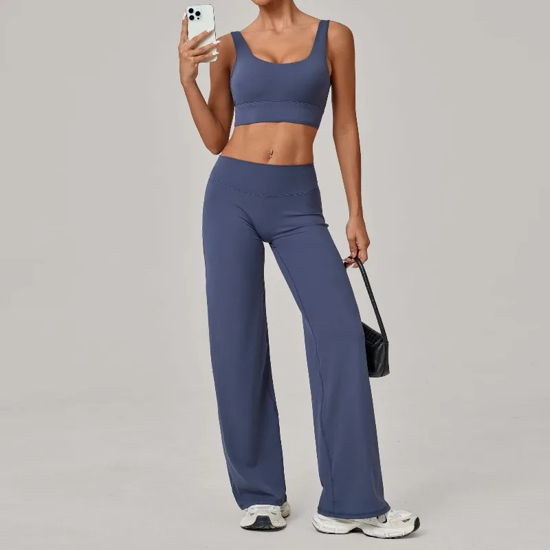 Women's 2-piece Nude Yoga Set Sports Fitness Gym Tracksuit Slim-fit Bra High Waist Wide-leg Long Pants Sportswear
Women's 2-piece Nude Yoga Set Sports Fitness Gym Tracksuit Slim-fit Bra High Waist Wide-leg Long Pants Sportswear