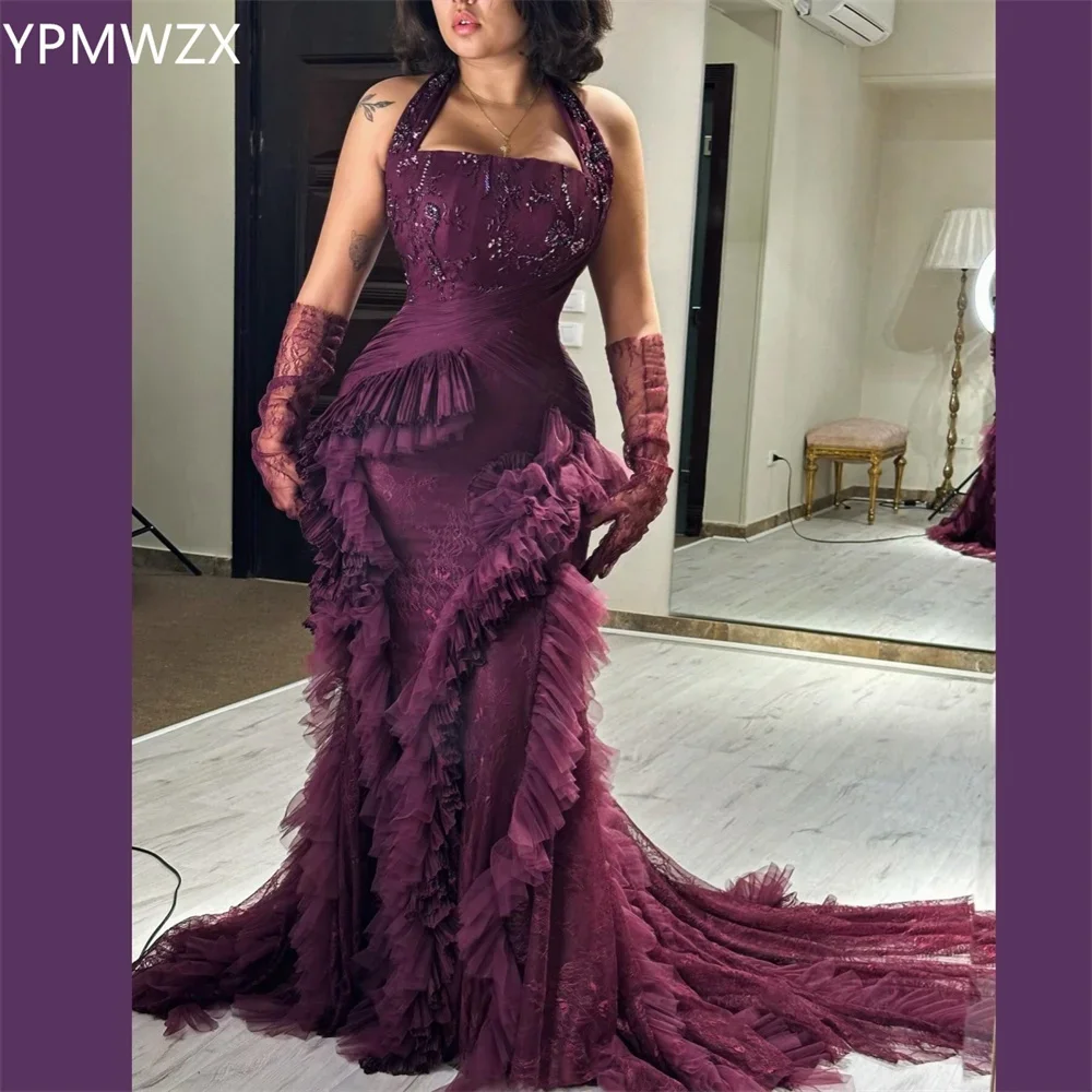 Customized Evening Dress Formal Women YPMWZX Halter Mermaid Floor Length Skirts Fold Bead Tulle Bespoke Occasion Dresses Party O
Customized Evening Dress Formal Women YPMWZX Halter Mermaid Floor Length Skirts Fold Bead Tulle Bespoke Occasion Dresses Party O