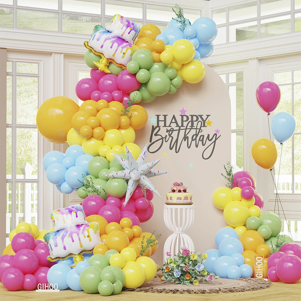 136Pcs Happy Birthday Balloon Garland Kit Hot Pink Green Blue Yellow Latex Balloon Arch Cake Dessert Baby Shower Party Decor
136Pcs Happy Birthday Balloon Garland Kit Hot Pink Green Blue Yellow Latex Balloon Arch Cake Dessert Baby Shower Party Decor