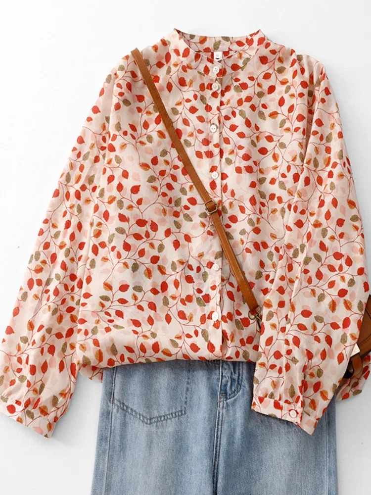 Retro Floral Print Long Sleeve Shirt Women's plus Size Slimming Fashionable Autumn Top Button up Stand Collar Regular Fit
Retro Floral Print Long Sleeve Shirt Women's plus Size Slimming Fashionable Autumn Top Button up Stand Collar Regular Fit
