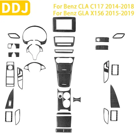 Autocollant de garniture de tuyère d'affichage d'équipement intérieur de voiture, fibre de carbone, Mercedes Benz CLA C117 2014-2018 GLA XACH2015-2019, accessoires