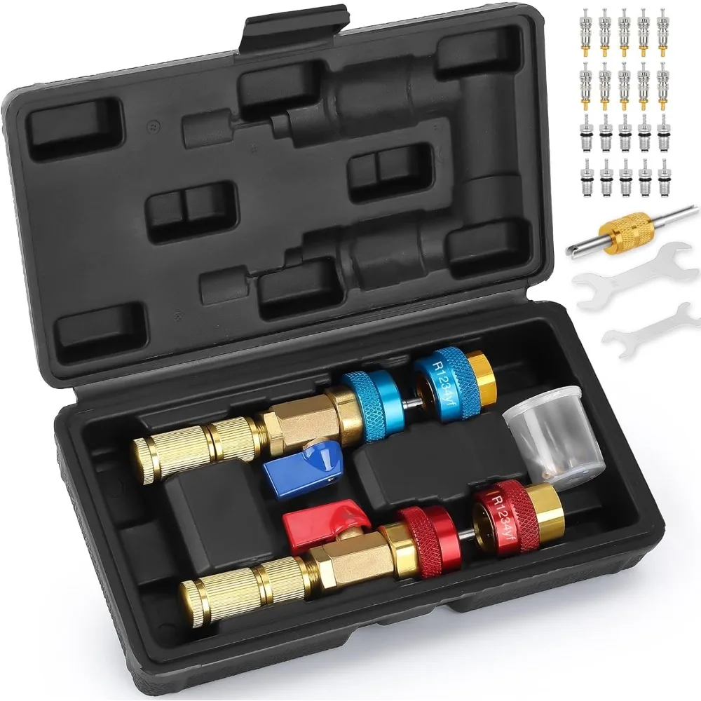 R134A R1234YF AC Valve Core Quick Remover Installer Tool Set for High & Low Pressure Refrigerant System
R134A R1234YF AC Valve Core Quick Remover Installer Tool Set for High & Low Pressure Refrigerant System