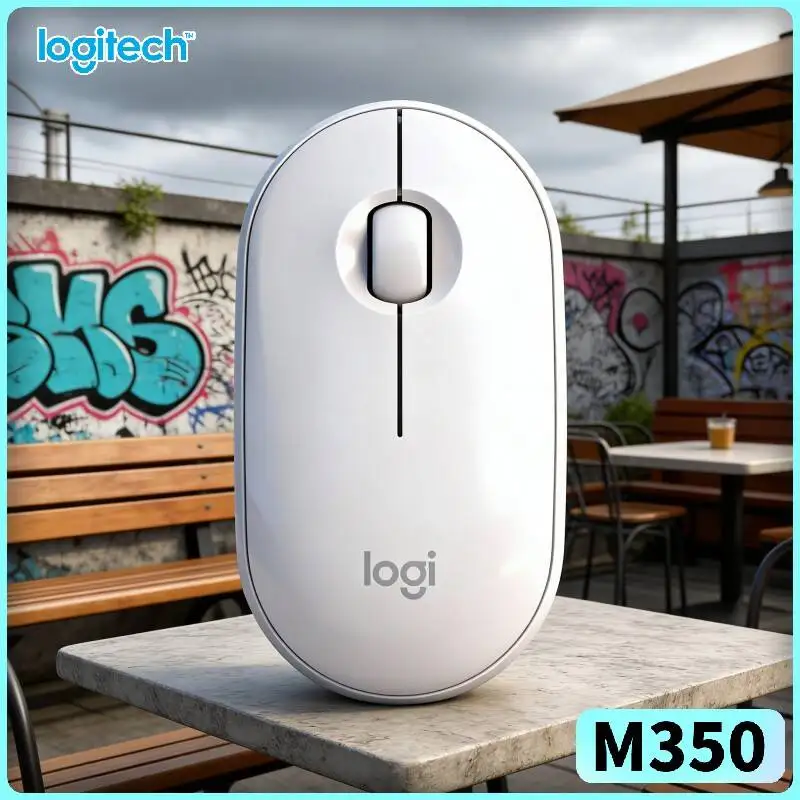 Logitech M350 Silent Pebble Mouse - 90% Noise Reduction, Quiet Clicks, 77g Light, USB Receiver, Windows macOS Fit