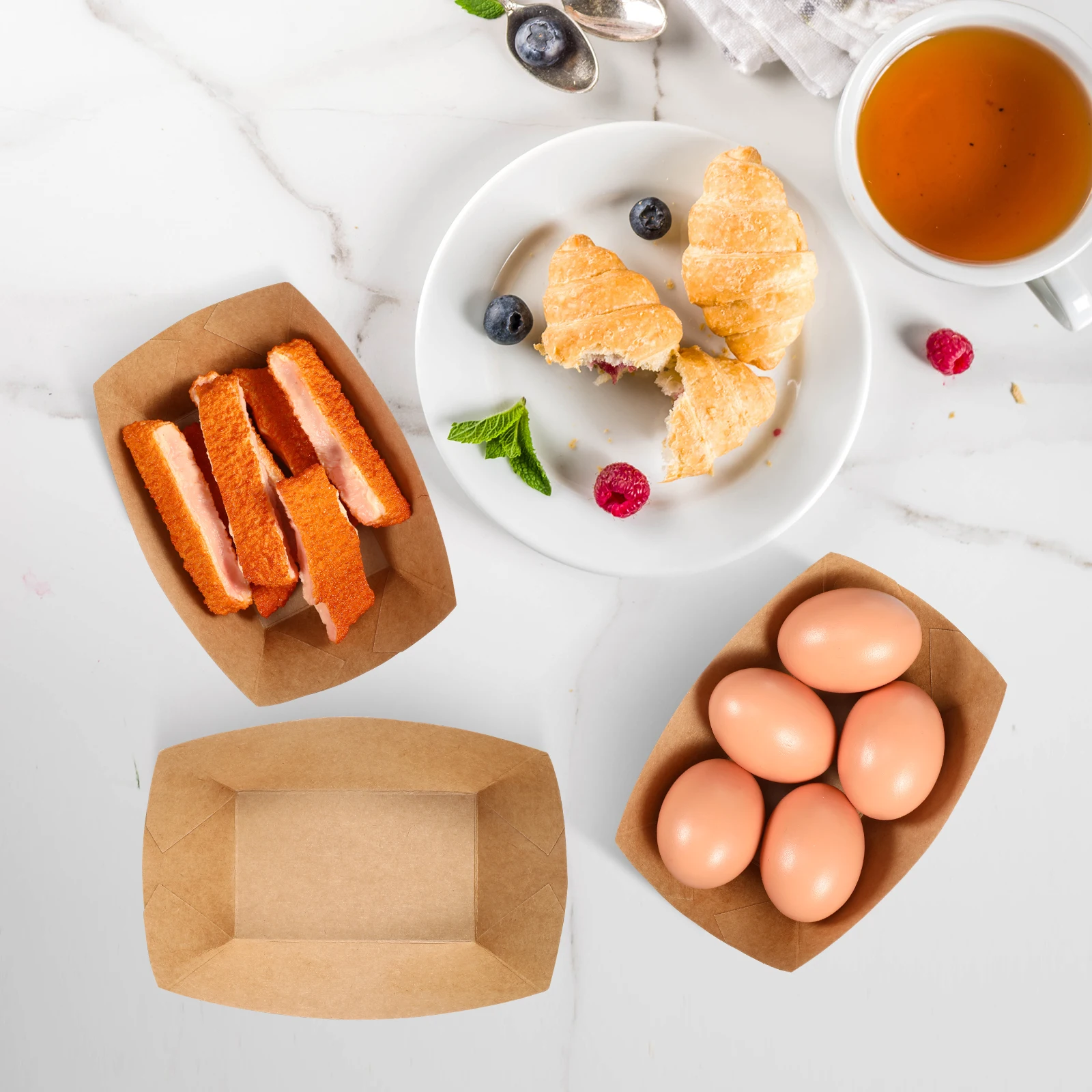50 Pcs Disposable Kraft Paper Trays for Serving Food Snacks Events Bulk Party Containers Leak Resistant Sturdy Construction
50 Pcs Disposable Kraft Paper Trays for Serving Food Snacks Events Bulk Party Containers Leak Resistant Sturdy Construction