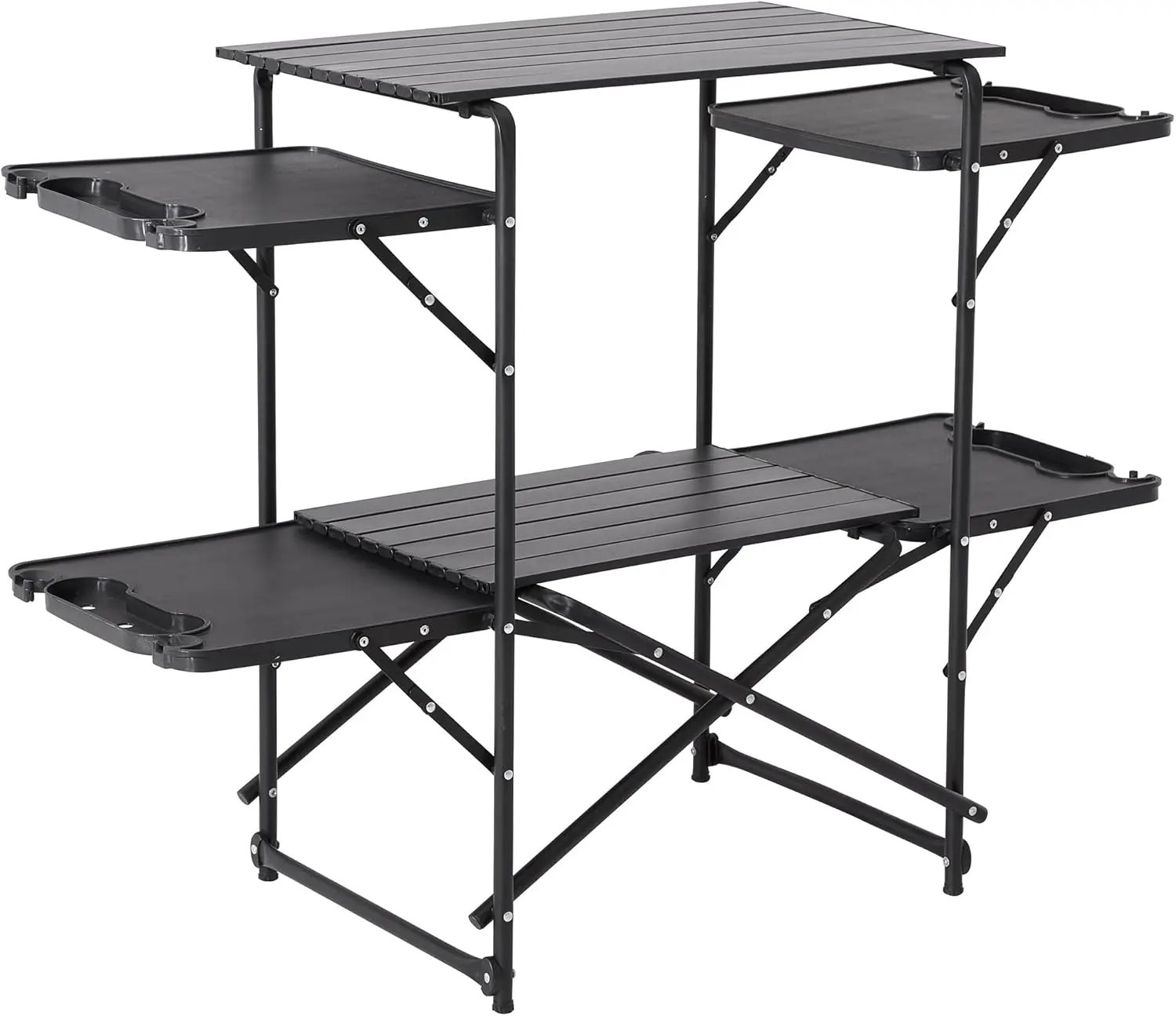 Slim-Fold Camping Kitchen Table, Metal Folding Portable Outdoor Cook Station with 4 Side Tables, 2 Storage Shelves & Carrying Ba
Slim-Fold Camping Kitchen Table, Metal Folding Portable Outdoor Cook Station with 4 Side Tables, 2 Storage Shelves & Carrying Ba