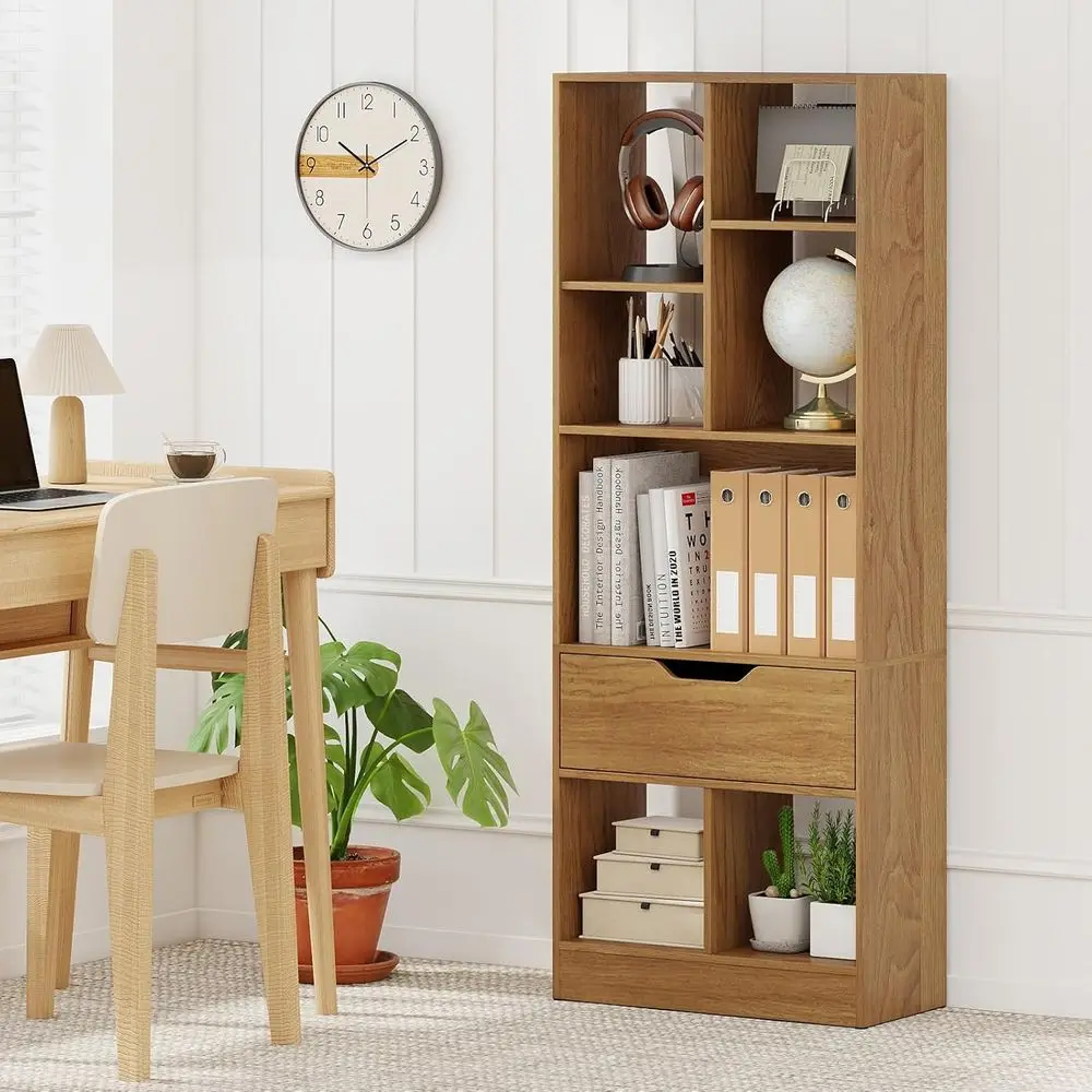 6-Tier Bookcase with Der, 51” Tall Bookshel with 7 Open Cubes, Wooden, ern, reestanding Storage Organizer Display Book
6-Tier Bookcase with Der, 51” Tall Bookshel with 7 Open Cubes, Wooden, ern, reestanding Storage Organizer Display Book