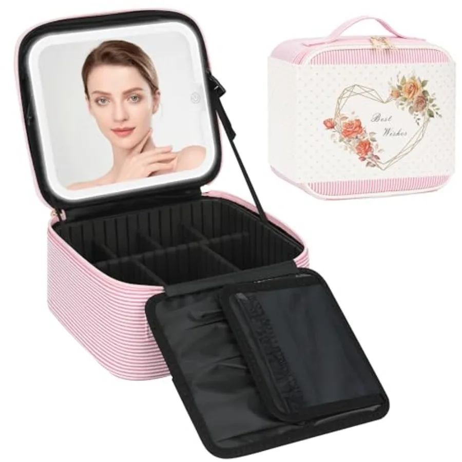 Travel Makeup Bag With LED Mirror Portable Cosmetic Bag Organizer with Adjustable Brightness in 3 Color Scenarios Small Cute Tr
Travel Makeup Bag With LED Mirror Portable Cosmetic Bag Organizer with Adjustable Brightness in 3 Color Scenarios Small Cute Tr