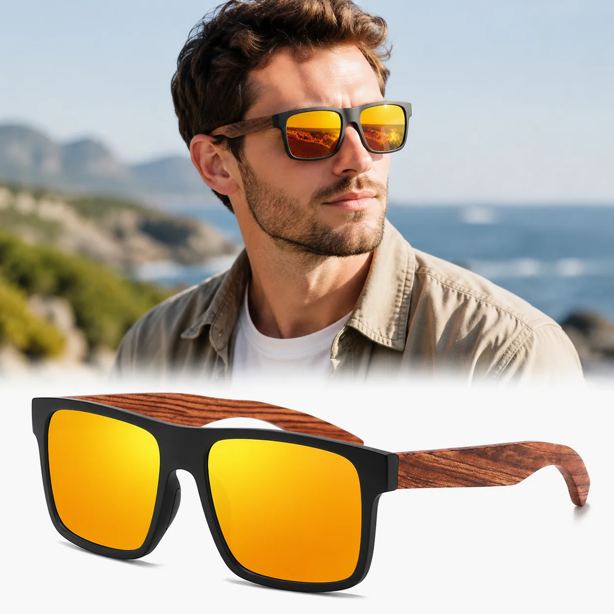 Wooden Polarized Sunglasses UV400 Protection TAC Lenses Full Frame Square for Men & Women 6 Colors
Wooden Polarized Sunglasses UV400 Protection TAC Lenses Full Frame Square for Men & Women 6 Colors