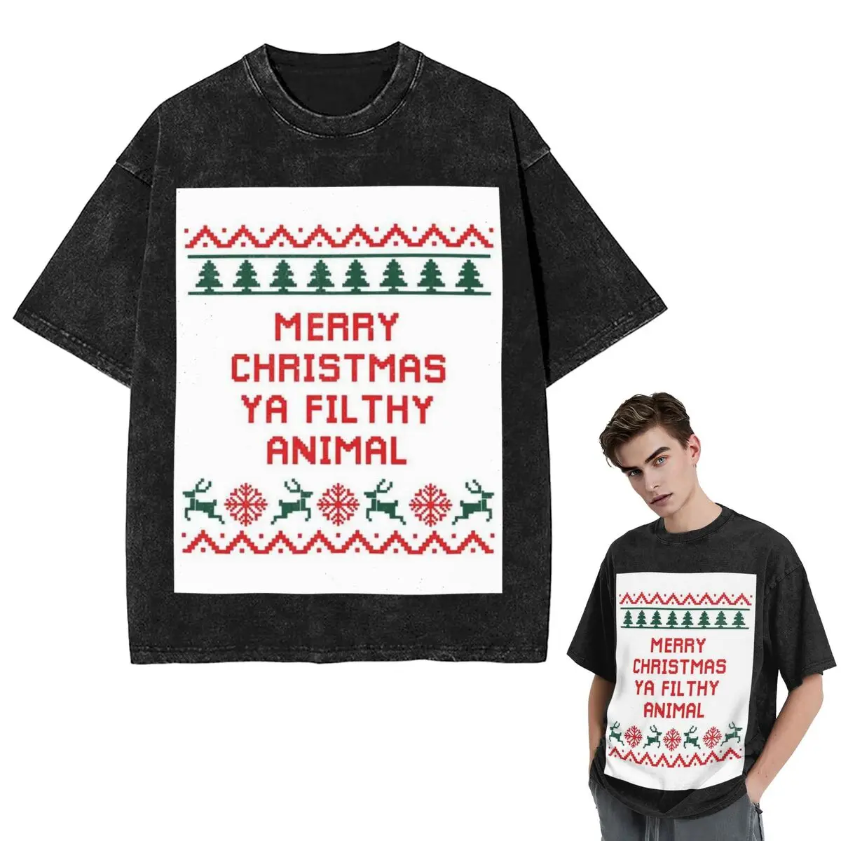 Streetwear T-Shirts Merry Christmas Ya Filthy Animal Washed T Shirt Short Sleeve Hip Hop T-Shirt Tops Tees for Men Women
Streetwear T-Shirts Merry Christmas Ya Filthy Animal Washed T Shirt Short Sleeve Hip Hop T-Shirt Tops Tees for Men Women