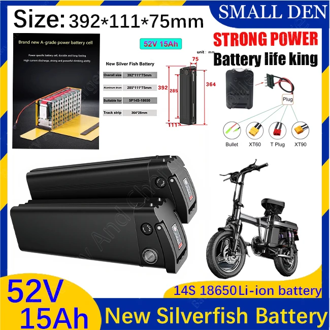 52V Silver Fish 15Ah 18650 Lithium ion Battery Pack 14S5P for 1500W Folding Electric Scooter with BMS Tax Free+3A Charger
52V Silver Fish 15Ah 18650 Lithium ion Battery Pack 14S5P for 1500W Folding Electric Scooter with BMS Tax Free+3A Charger
