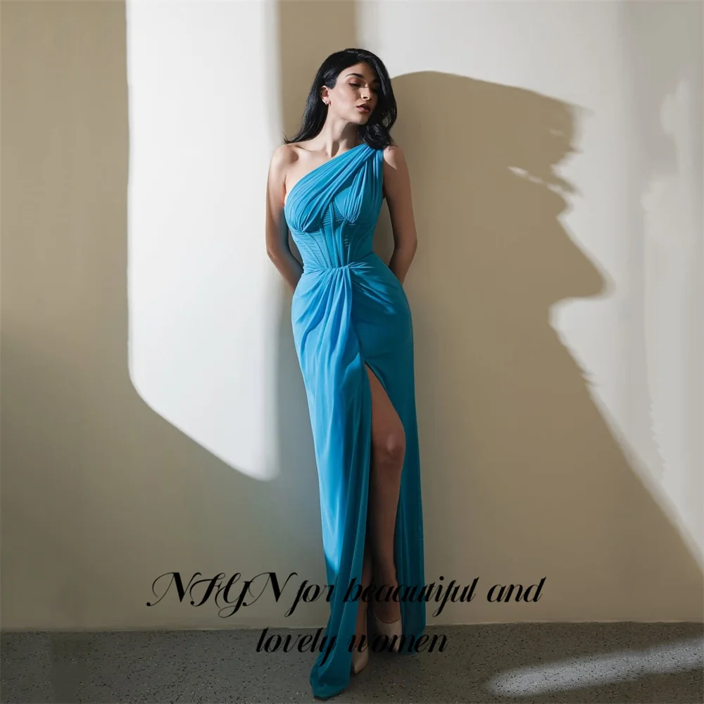 NFYN Turquoise Prom Dress Mermaid Celebrity Dress One Shoulder Evening Dress with Corset and High Slit Dress For Prom Customized
NFYN Turquoise Prom Dress Mermaid Celebrity Dress One Shoulder Evening Dress with Corset and High Slit Dress For Prom Customized
