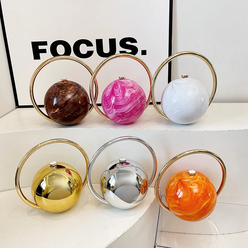 Creative Planet Shape Design Acrylic Handbag Luxury Gold Evening Clutch Bag For Women Round Handlebag Orange Ball Bag Fun Purse
Creative Planet Shape Design Acrylic Handbag Luxury Gold Evening Clutch Bag For Women Round Handlebag Orange Ball Bag Fun Purse